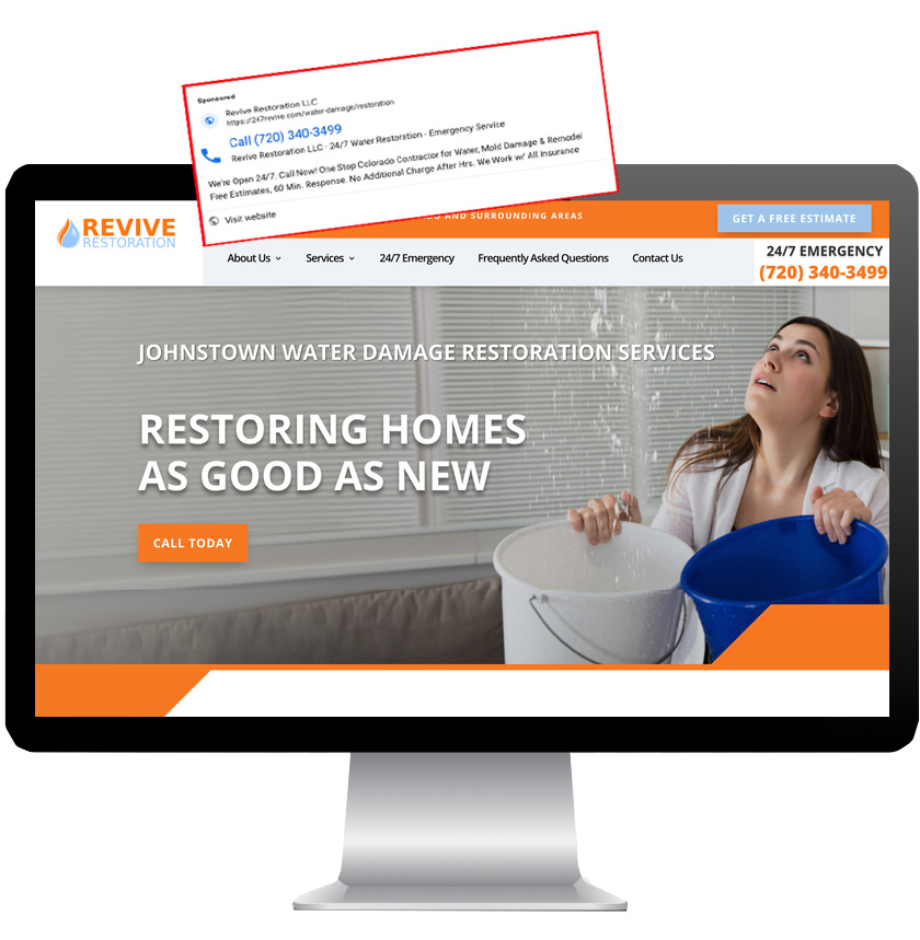 Digital adverting for Revive Restoration with Pay Per Click on Google Ads